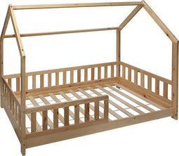 Kids kinderbed hut - 90 x 190 cm - Bed - Tentbed met bodem - Met beschermrand