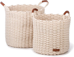 KidsDepot Gevlochten Manden Set Korbo L Wit