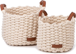 KidsDepot Gevlochten Manden Set Korbo M Wit