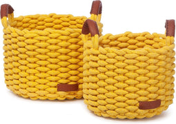 Kidsdepot Korbo mand maat M geel, set van twee stuks geel, set van twee stuks