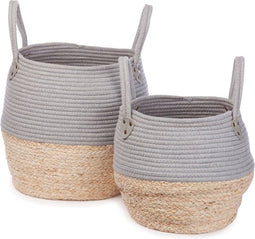 KidsDepot Opbergmanden Set Kori Grijs-Naturel €“2 Stuks