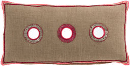 J-Line kussen Rechthoekig 3 Spiegelzonnen - jute - naturel/roze