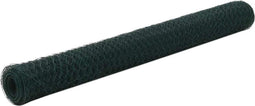vidaXL Draadgaas hexagonaal 25x1.2 m staal met PVC coating groen