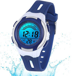 Kinder Blauwe LED-Horloge met 7 Kleuren - Waterdicht en Duurzaam - Perfect Cadeau