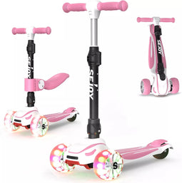 Kinder Kick Scooter In Hoogte Verstelbaar Met Afneembare Zitting & 3 LED Verlichte Wielen