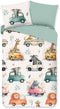 Kinderdekbedovertrek voor Kinderen - 140x200 cm - Dieren in Auto's Print - Multi - 1 Persoons - 100% Katoen