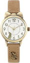 Kinderhorloge - rabbit - konijn - licht bruin leren bandje - met bronzen konijntje - Communie cadeau