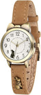Kinderhorloge - rabbit - konijn - licht bruin leren bandje - met bronzen konijntje - Communie cadeau