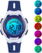 Kinderklokje Meisjes Jongens Digitaal 7 Kleuren LED Digitaal klokje voor Kinderen Waterdicht Sport Buiten Multifunctioneel Digitale klokje met Stopwatch / Alarm Leeftijd 4-15, donker blauw, klein 26g