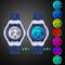 Kinderklokje Meisjes Jongens Digitaal 7 Kleuren LED Digitaal klokje voor Kinderen Waterdicht Sport Buiten Multifunctioneel Digitale klokje met Stopwatch / Alarm Leeftijd 4-15, donker blauw, klein 26g