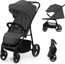 Kinderkraft TRIG 3 - Grote Wandelwagen tot 25 kg - Verstelbare Rugleuning en Voetensteun - CLICK & FOLD Systeem - 360° Draaiende Wielen - Waterdichte Kap met Ventilatie - Comfortabele Zitting - Lichtgewicht 8,9 kg - Grijs