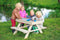 Kinderpicknicktafel met zandbak, 94x96x55 cm