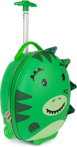 Kindertrolley - dino - handbagage - lichtgewicht - duurzame hardcase - 17L - kinderkoffer met wieltjes - verstelbare handgreep