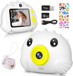 Kindervriendelijke Digitale Camera Wit - 20MP HD, 2,4 Scherm, Ingebouwde 32GB SD - Ideaal voor Kinderen 3-12 jaar