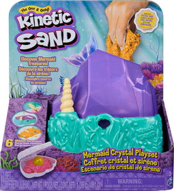Kinetic Sand - Kristal Zeemeermin-speelset met 481 g goudkleurig glinsterend orig ineel kinetisch zandmet opbergbak en gereedschap - Sensoriche speelgoed