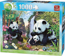 King Puzzel 1000 Stukjes (68 x 49 cm) - Panda Family - Legpuzzel Dieren