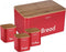 Kinghoff 1085 - Broodtrommel set - Rood - Rvs met hout - 35x23x18,5 cm