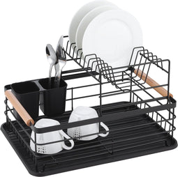 Kinghoff 1796 - Vaat droogrek - afdruiprek - met 2 niveaus - Zwart