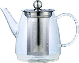 KINGHOFF 4843 - Elegante glazen theepot met RVS filter - 900 ML - hoogwaardig borosilicaatglas - vaatwasserbestendig