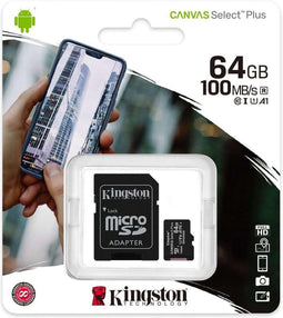 Kingston Canvas Select Plus microSD Card 10 UHS-I - 64GB - inclusief SD adapter