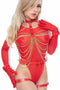 Kinky Diva – High Gloss Buckled Chain Top – Red/Gold