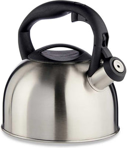 kinvara fluitketel - RVS - 2.5 liter - zilver/zwart - waterkoker voor camping/ caravan/ camper