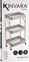 Kinvara Keuken/badkamer trolley - L45 x B30 x H78 cm - grijs - metaal - opvouwbaar - met wielen - 3 lagen