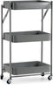 Kinvara Keuken/badkamer trolley - L45 x B30 x H78 cm - grijs - metaal - opvouwbaar - met wielen - 3 lagen