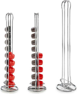 Kinvara Koffie cup/capsule houder/dispenser - metaal - voor 20 cups - D10 x H38 cm - Geschikt voor Nespresso cups