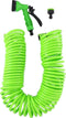 Kinzo Flexibele Tuinslag 15 Meter - Incl. Sproeikop en Snelkoppeling - 7 Sprayfuncties - Spiraalslang - Uv-Bestendig - PVC - Groen