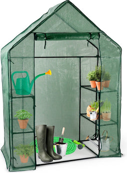 Kinzo Garden Broeikas - Plastic Kweekkas - Tuinkas met 3 Verdiepingen - Metalen Frame - Waterbestendige Hoes - 143 x 73 x 195 CM - Groen