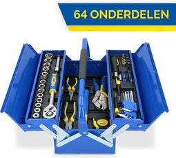 Kinzo Gereedschapsset - Metalen Kist - 64-delig - CR-V-staal - Blauw
