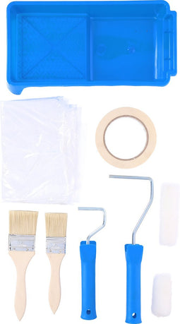 Kinzo Schilderset - 9-delig: Afdekfolie, Schilderstape, Verfbakje, Kwasten, Verfrollers, Verfbeugels