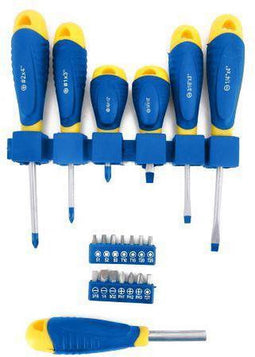 Kinzo Schroevendraaierset/ Bitset - 21-Delig - 3x Kruiskop, 3x Sleufkop - 14 Bits in diverse Soorten en Maten, o.a. Torx