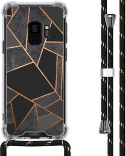 iMoshion Hoesje Geschikt voor Samsung Galaxy S9 Hoesje Met Koord - iMoshion Design Hoesje met Koord - Zwart / Meerkleurig / Goud / Black Graphic