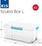 KIS Scuba Opbergbox 80L - 78x39,5x35cm - met clips en wielen - Wit/Blauw