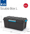 KIS Scuba opbergbox L - 80L - 78x39,5x35cm - Zwart/Blauw clips