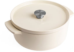 KitchenAid braadpan 22cm - geëmailleerd gietijzer - amandel wit - rond