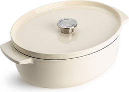 KitchenAid braadpan 30cm - geëmailleerd gietijzer - amandel wit - ovaal