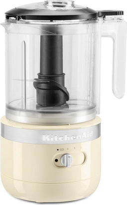 KitchenAid Draadloze Hakmolen met 2 snelheden en accessoires - 1,19 L mengkom, roestvrijstalen multifunctioneel mes en garde -Crème kleur