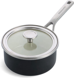KitchenAid Steel Core Enamel steelpan 16cm 1,3L - Matzwart - inductie - PFAS-vrij
