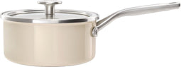 KitchenAid Steel Core Enamel steelpan 20cm 2,4L - Amandelwit - inductie - PFAS-vrij