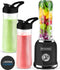 KitchenApp Blender to go - Retro blender - Smoothie maker - Inclusief twee bekers en meerdere accessoires - Zwart