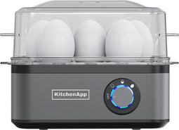 KitchenApp Eierkoker elektrisch - Geschikt voor 8 eieren - Met timer - Inclusief maatbekertje - Zilvergrijs
