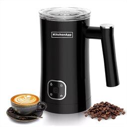KitchenApp Melkopschuimer elektrisch - Opschuimen en verwarmen - 4 in 1 - 350ML - Zwart