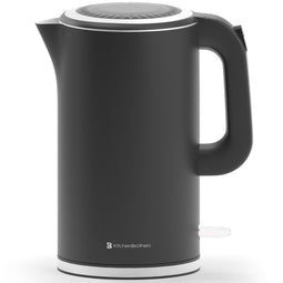 KitchenBrothers Waterkoker - Elektrisch - 1,7L - 2200W - RVS - Zwart