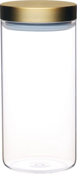 KitchenCraft MasterClass Luchtdichte Grote Glazen Voorraadpot met Messing Deksel - 1,5 Liter 10 x 10 x 22 Centimeter