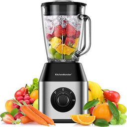 KitchenMonster® Blender Pro 1200 Watt - Smoothie Maker 1.5 Liter met 3 standen