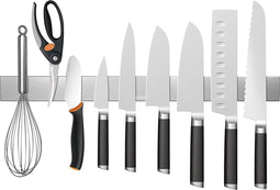 KitchenMonster® Messenmagneet Messenblok 40 cm - Magnetische Messenhouder Inclusief Zelfklevend Tape (3M) en Schroefbevestiging - Messenmagneetstrip RVS