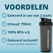 KitchenMonster® Shakebeker Bidon 700 ml - Set van 2 stuks - Shaker inclusief Mixfilter - Proteïne Shaker Zwart